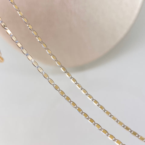 Cadena ● Plana Oro amarillo y Oro blanco 18k 1,65 Gr / 1,2 mm / 45 Cm *