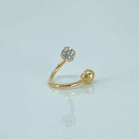 Piercing Aro Curvo Circon Blanco / Oro Amarillo 18k (Joya) / 0,5gr / 1.1cm / (Labio)