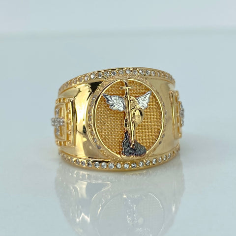 Anillo San Miguel Arcangel Circones Blancos Oro amarillo / Talla 10 1/4 / 8,15 Gr †