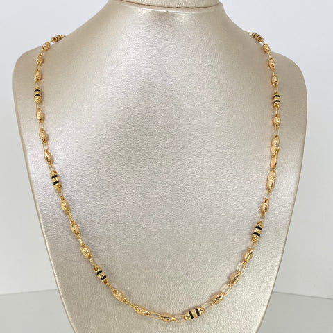 Cadena Rustica Eslabones Cruz Cauchos Negros Oro amarillo 18k 13,18 Gr / 4,2 mm / 60 Cm *