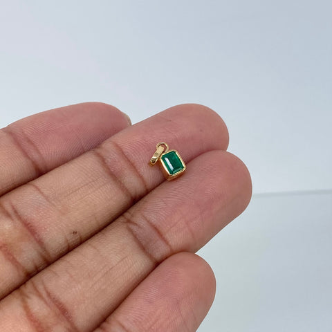 Dije Rectangular Esmeralda 55PTS Oro amarillo 0,62 Gr / 1,3 Cm *