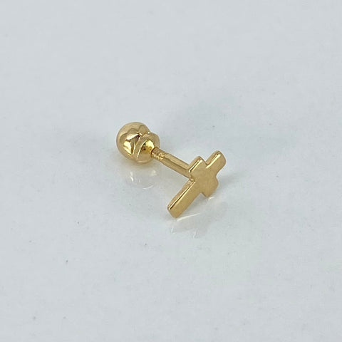 Piercing Cruz  / Oro Amarillo 18k (Joya) / 4mm / 0,3gr / 1cm / (Oreja)