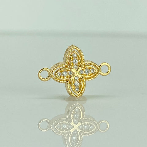 Herraje Trebol Circones Blancos Oro amarillo 18k 1,31 Gr / 1,8 Cm