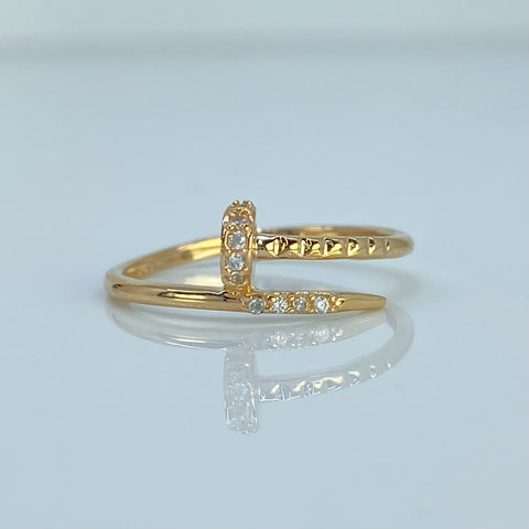 Anillo Clavo CT Circones Blancos Oro amarillo 18k / Talla 7 / 1,18 Gr