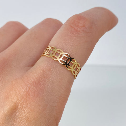 Anillo ● Nudo Suerte Oro amarillo 18k / Talla 8 1/2 / +3 / 0,93 Gr / 5,5 mm *