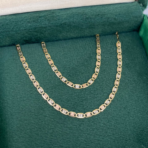 Cadena Escalera Plana Diamantada Oro Tres Oros 18k 2,48 Gr / 2 mm / 45 Cm †