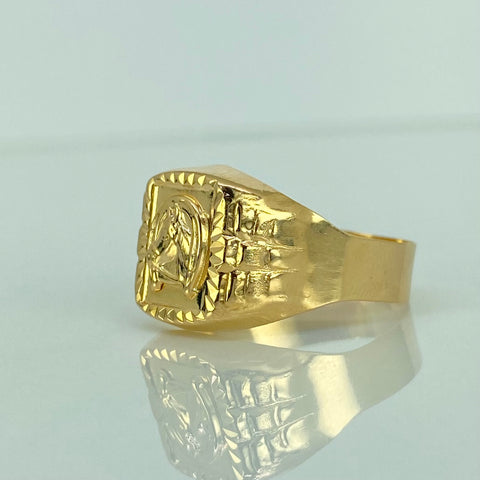 Anillo Sello Herradura Caballo Oro amarillo 18k / Talla 10 3/4 / 2,87 Gr *