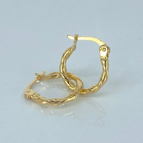 Candongas Entorchadas Linea Central Oro amarillo 18k 1,0 Gr / 1,5 Cm †