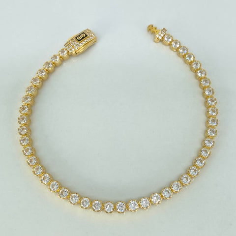 Pulso ● Monaco Circones Blancos Oro amarillo 18k +3 / 9,85 Gr / 3,5 mm / 18 Cm *