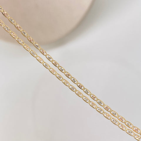 Cadena ● Escalera Plana Diamantada Tres oros 18k 2,12 Gr / 1,5 mm / 50 Cm *