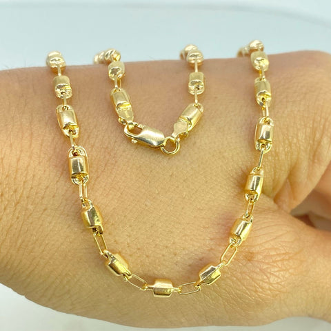Cadena Cilindros Oro amarillo 18k 8,32 Gr / 3,3 mm / 61 Cm *