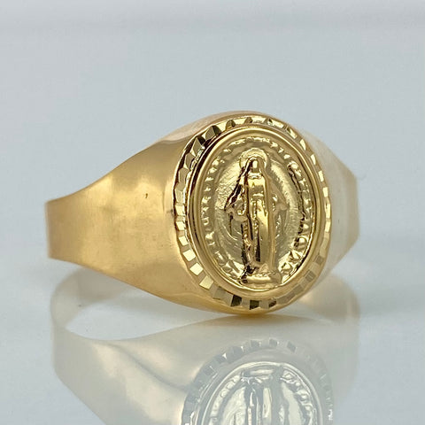 Anillo Sello Virgen Milagrosa Oro amarillo 18k / Talla 10 1/4 / 2,1 Gr