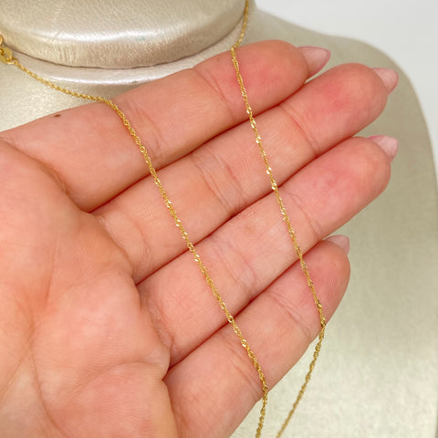 Cadena ● Singapur Oro amarillo 18k +3 / 0,95 Gr / 1 mm / 45 Cm *