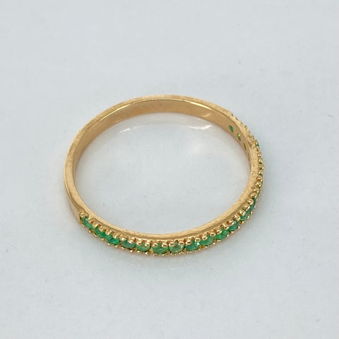 Anillo Churumbela 20 Esmeraldas 0.2CT Oro amarillo 18k / Talla 5 3/4 / 1,25 Gr / 1,3 mm  *