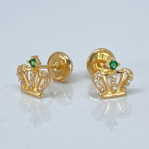 Topos Corona Circon Verde Blancos Oro amarillo 18k 0,85 Gr / 7,3 mm †