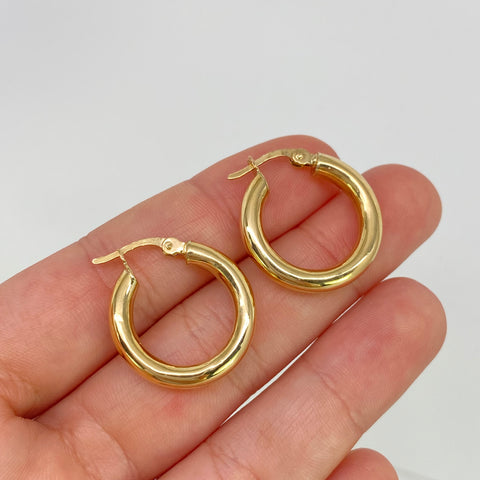 Candongas Lisas Redondas Oro amarillo 18k 3,33 Gr / 2,5 Cm  *