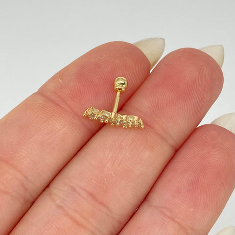 Piercing Cinco Circones Blancos / Oro Amarillo 18k (Joya) / 0,66gr / 1.1cm / (Oreja)
