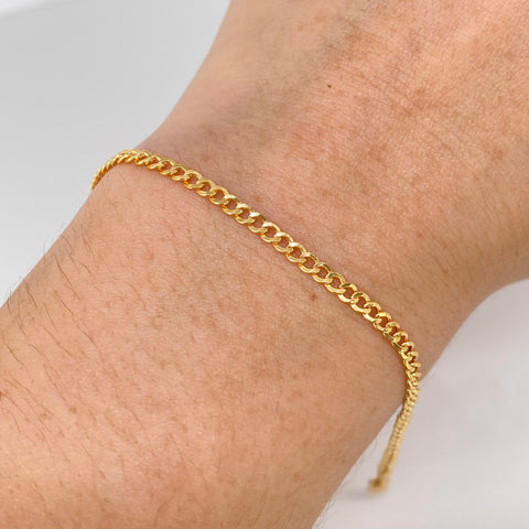 Pulso ● Cubano Oro amarillo 18k +1 / 1,51 Gr / 2,5 mm / 18,3 Cm *