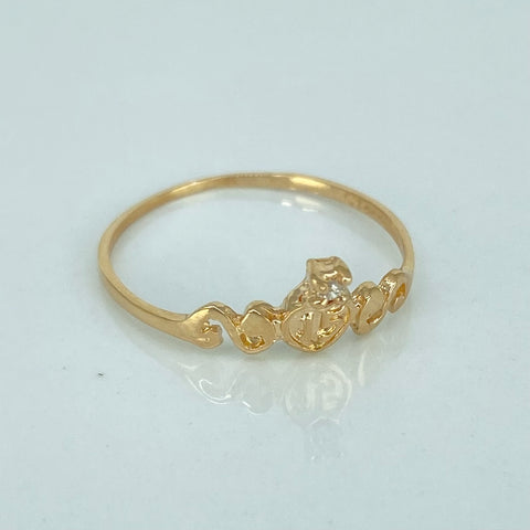 Anillo 15 Años Circon Blanco Oro amarillo 18k / Talla 6 3/4 / 1,05 Gr