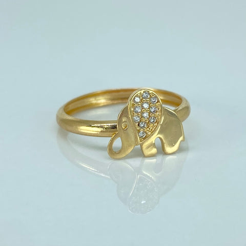 Anillo Elefante Circones Blancos Oro amarillo / Talla 6 1/2 / 1,37 Gr *