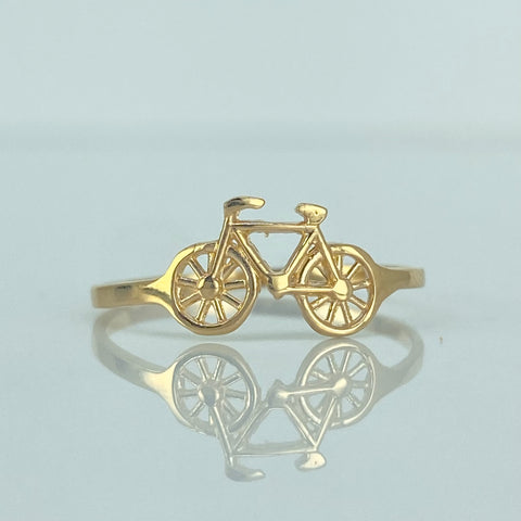 Anillo Bicicleta Oro amarillo 18k / Talla 7 3/4 / 1,15 Gr *