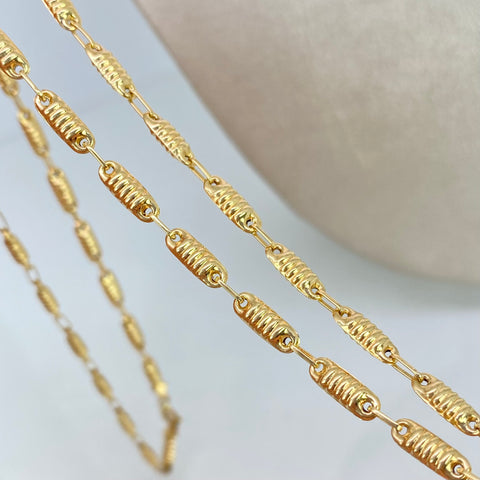 Cadena Rustico Cilindros Oro amarillo 18k 7,75 Gr / 3,3 mm / 60 Cm †