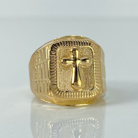 Anillo Sello Cruz Oro amarillo 18k / Talla 9 / 3,88 Gr *