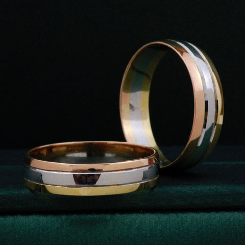 Anillo Argollas 3 Lineas POR FABRICACIÓN Tres oros 18k / Talla 7 / 10 Gr *