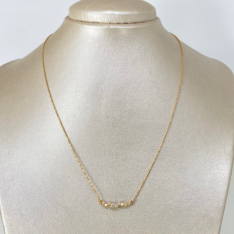 Cadena ● Mini Militar 8 Diamantes 22Pts Oro amarillo 18k 2,5 Gr / 1 mm / 42 Cm †