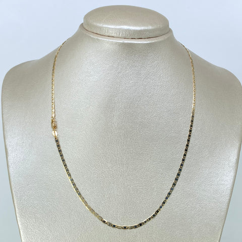 Cadena ● Escalera Plana Oro amarillo y Oro blanco 18k 4,03 Gr / 2,2 mm / 45 Cm