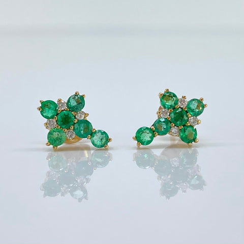 Topos Cruz / 50 Pts De Esmeraldas / 10 Pts De Diamantes Oro amarillo 18k 1,72 Gr / 10 mm *