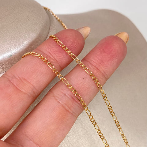 Cadena ● Tres Por Uno 3x1 Oro amarillo 18k +1 / 1,6 Gr / 2 mm / 50 Cm *
