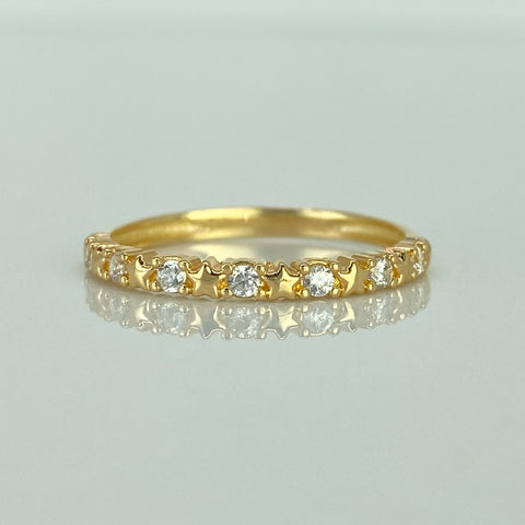Anillo Churumbela Circones Blancos Oro amarillo 18k / Talla 7 1/4 / 1,68 Gr †