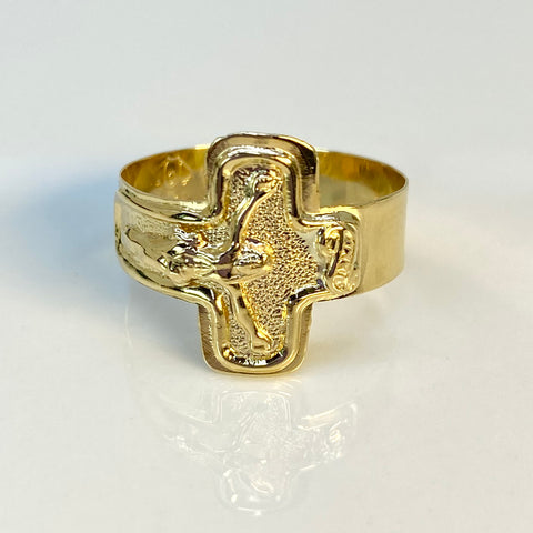 Anillo Cruz Cristo Oro amarillo 18k / Talla 9 1/2 / 2,0 Gr