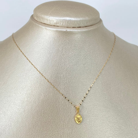 Set Cadena ● Crispeta + Dije San Miguel Arcangel Oro amarillo 18k 0,62 Gr / 1 mm / 45 Cm †