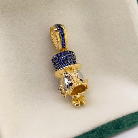 Dije Rostro Pato Circones Negros Y Azules Oro amarillo 18k 5,42 Gr / 3,3 Cm  *