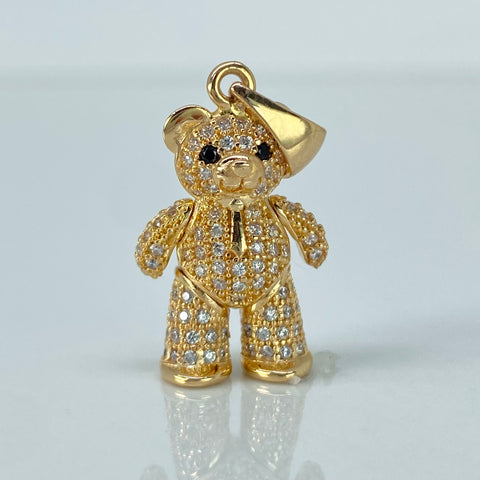 Dije Oso Articulable Circones Blancos Negros Oro amarillo 4,9 Gr / 2,8 Cm †