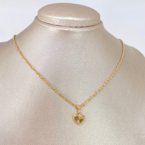 Set Cadena Lazo + Corazón Diamantado Oro amarillo 18k 2,08 Gr / 1,5 mm / 50 Cm *