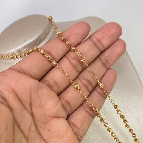 Rosario Virgen Milagrosa Bolas Diamantadas 5/4mm Oro amarillo 10,16 Gr / 50 Cm
