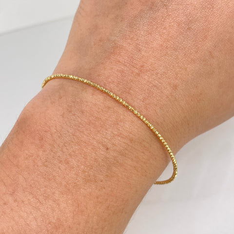 Pulso ● Bolas Diamantadas Oro amarillo 18k +4 / 2,15 Gr / 1,5 mm / 19 Cm †
