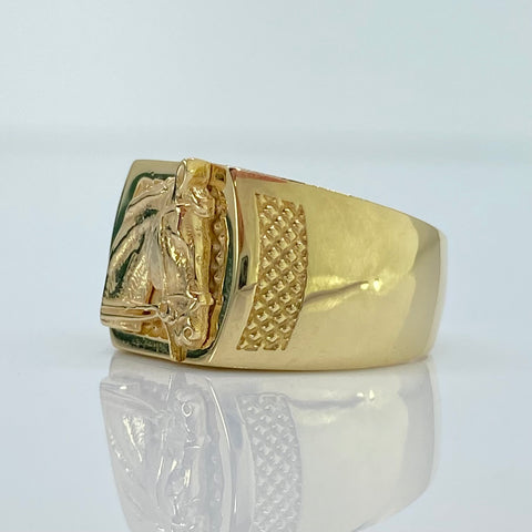 Anillo Niño Rostro Caballo Oro amarillo 18k / Talla 4 1/2 / 3,40 Gr †