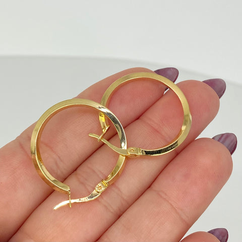 Candongas Melcochas Rombos Lisas Oro amarillo 18k 1,6 Gr / 2,8 Cm  *