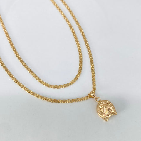 Set Cadena ● China + Dije Caballo Oro amarillo 18k 2,7 Gr / 1,7 mm / 50 Cm
