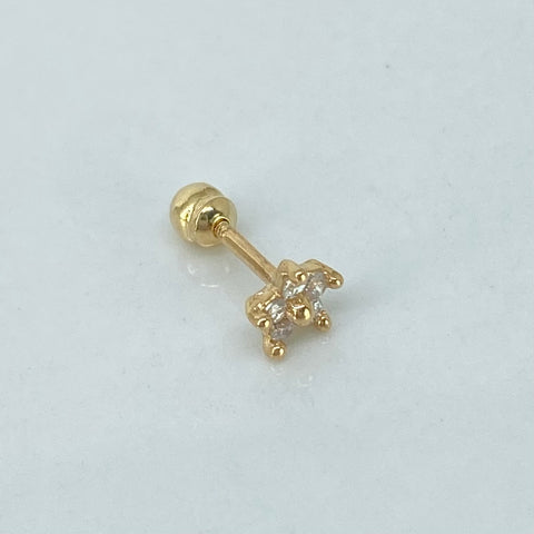Piercing Flor Circones Blancos / Oro Amarillo 18k (Joya) / 0,41gr / 1.1cm / (Oreja) †