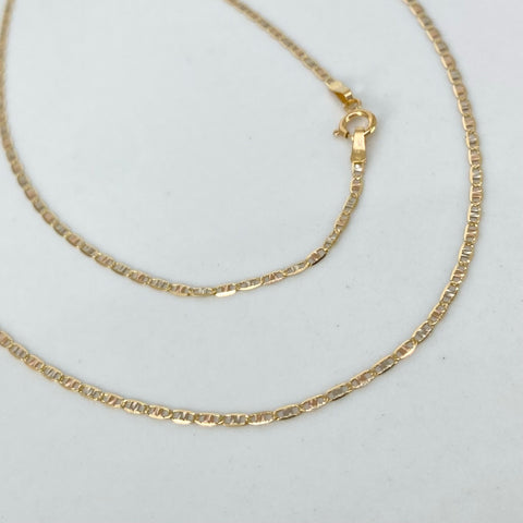 Cadena ● Escalera Plana Diamantada Tres oros 18k 1,35 Gr / 1,1 mm / 45 Cm †