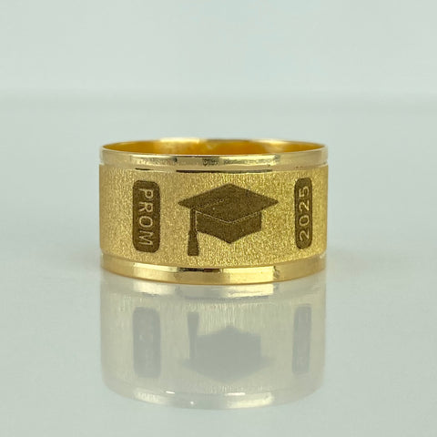 Anillo Argolla Diamantada PROM Birrete Oro amarillo 18k / Talla 7 1/2 / 2,7 Gr