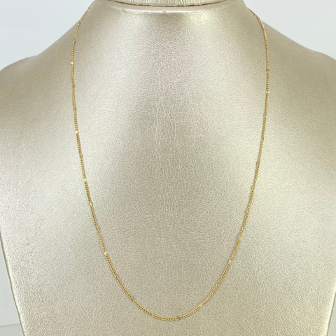 Cadena ● Mini Cubana Espejo Diamantado Oro amarillo 18k +3 / 1,55 Gr / 1 mm / 45 Cm *