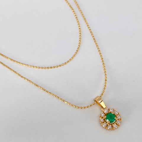 Set Cadena Militar + Dije Flor 17 Pts Esm / 11 Pts Oro amarillo 18k 2,20 Gr / 0,5 mm / 45 Cm †