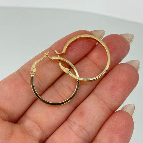 Candongas Redondas Cuadradas Oro amarillo 18k 2 Gr / 2,6 Cm *