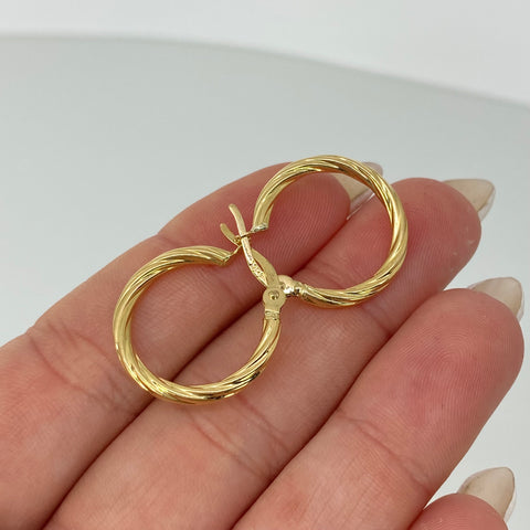 Candongas Entorchadas Oro amarillo 18k 1,5 Gr / 2,1 Cm *